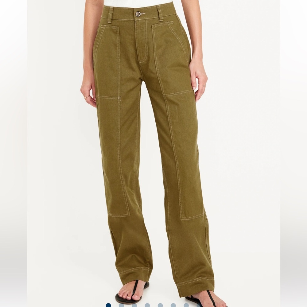 Old Navy Olive Green Straight-Leg Utility Pants
